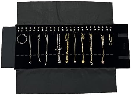 UnionPlus Travel Jewelry Case Roll Bag Organizer for Necklace Bracelet Earrings Ring, Burgundy (Large Burgundy)