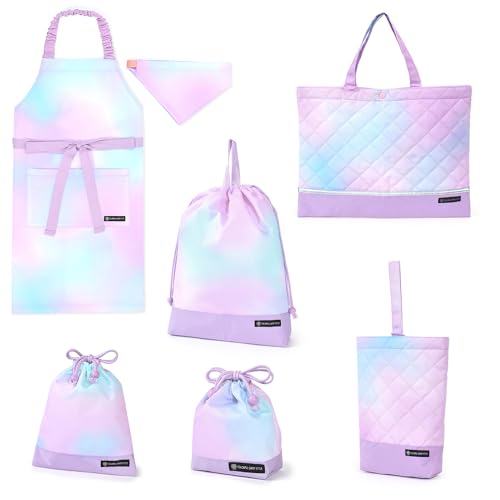 COLORFUL CANDY STYLE 入園入学6点セット レッスンバッグ シューズケース 巾着 体操服袋 お弁当袋 コップ袋 小物入れ エプロン130-160 オーロラカラー 女の子 かわいい NT603900-BTR
