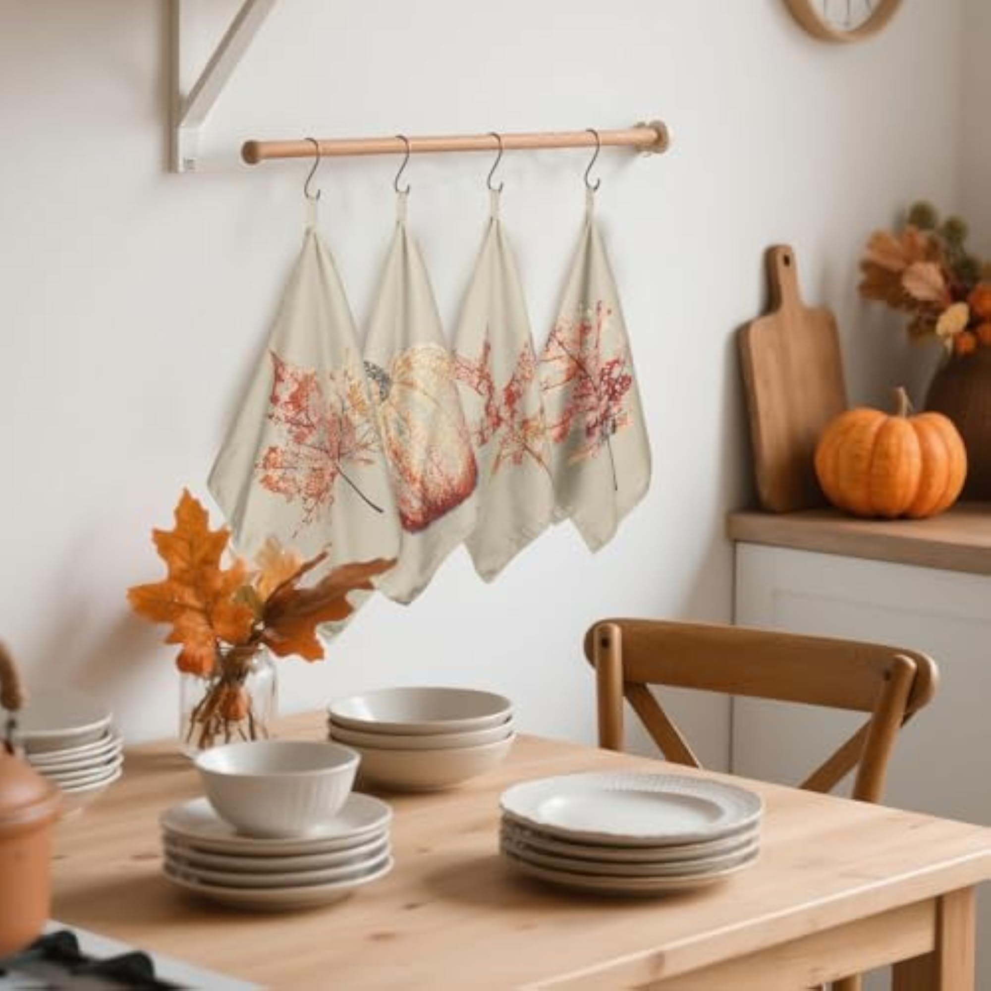 4 Set Fall Pumpkin Kitchen Towels