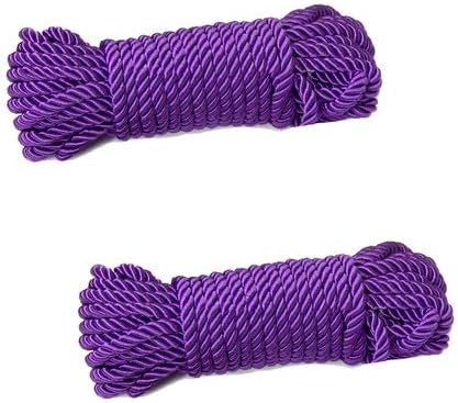 32 feet 8mm(1/3inch) Diameter Soft Silk Rope Solid Braided Twisted Ropes,10m Durable and Strong All Purpose Twine Cord Rope String Thread Shiny Cord (Purple)