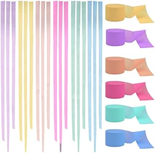 6 Rolls Crepe Paper Streamers,Rainbow Color Party Paper Streamer Curtain Backdrop Hanging Tassels Decorations for Easter, Birthday, Baby Shower, Wedding, School Classroom Decoration
