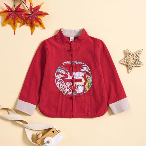 Boy Tang Suit Retro Long Sleeve Shirt Chinese New Year outfit Chinese Traditional Clothes for Kids Jackets Coat2