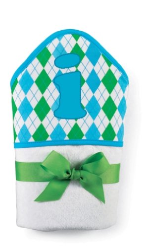 Image of Mud Pie Initial Baby Boy Blue Initial Hooded Terry Towel, Letter I