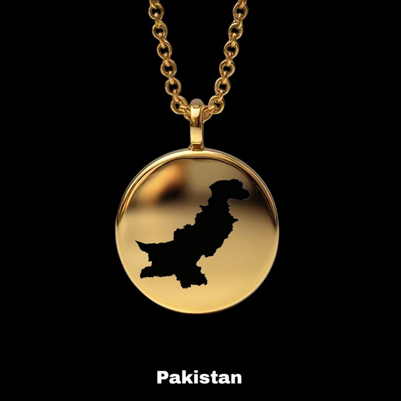 Dije de mapa de Pakistán para viajeros en plata con oro de 14k 2
