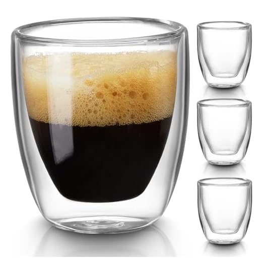 Gencywe Double Walled Espresso Cups Set of 4 (50% Thicker), 3 Ounce Clear Expresso Coffee Mugs, Espresso Shot Glasses, Double Wall Insulated Espresso Cups Suit for Espresso Machine, Microwave Safe