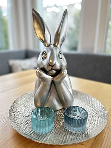 presentis HASENBÜSTE Osterhase Deko Ben 35 cm Silber Altsilber Osterdeko
