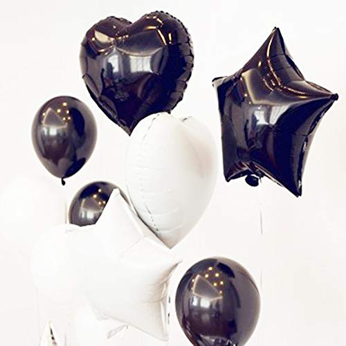 [10 Pack] Heart Shape Foil Balloons, 18" Mylar Balloons Aluminum Foil Decorations For Birthday Party/Wedding/Engagement Party/Celebration/Holiday/Show/Party Activities (Black) #TOP2