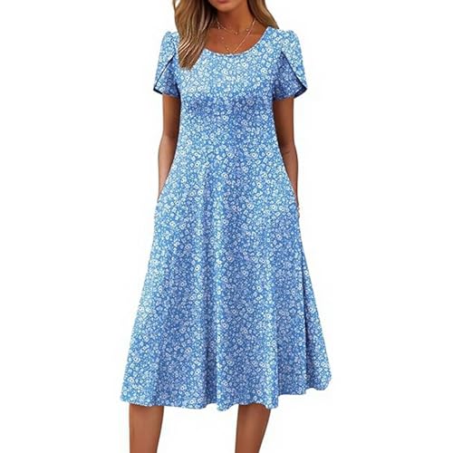 Vestido Invitada Boda, Vestidos Mujer Verano, Vestido De Novia Corte Princesa (Azul Cielo, M)