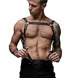 Men Leather Suspenders Belt Body Bondage Straps Fashion Adjustable Braces Suspender With Punk Harness Belts Exotic Accessorie(Beige)