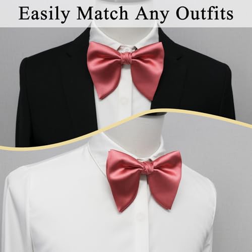 Image of Luckyvestir Oversized Bow Ties for Men, Pre Tied Clip on Men's Black Bowtie for Wedding Tuxedo Banquets Formal Wear
