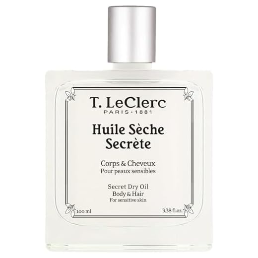 T. LeClerc Huile Sèche Multi-Soins - Hydratation Intense pour Corps, Visage et Cheveux - Apaise Peaux Sèches et Sensibles - Parfum Iris Blanc - Formule Vegan 98% Naturelle - Fabriqué en France -100ml