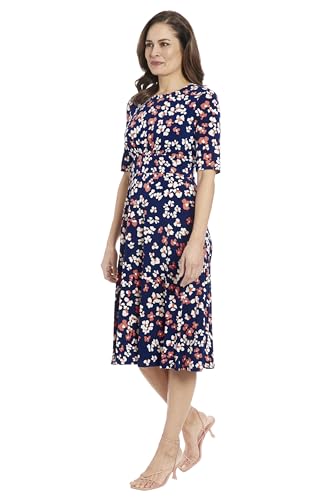 London Times Womens Inset Waist Midi Short Sleeve2