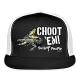 Spreadshirt® Swamp People Choot 'Em Alligator Trucker Hat, One Size, Black/White