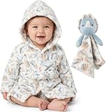 Baby Essentials Baby Bathrobe & Minky Lovey Blanket Set – Hooded Robe & Snuggler for Boys & Girls...
