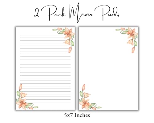 “2 Pack Orange Lily Notepads – 5x7 Inch Memo Pads, Lined Writing Pads for Notes & Lists, Cute Stationery for Office Desk, Home, or School