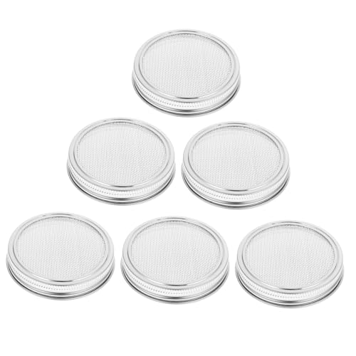 DECHOUS 6pcs Stainless Steel Sprouting Lids for Wide Mouth Mason Jars for Organic Sprouts Sifting Straining in Kitchen