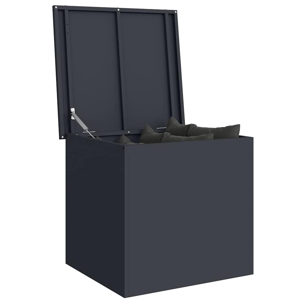 vidaXL Outdoor Storage Box Anthracite 55 x 50.5 x 50 cm Steel, Garden and Terrace Storage Solution, Weatherproof Box, Durable Metallic Organizer, Rectangular Industrial Cabinet