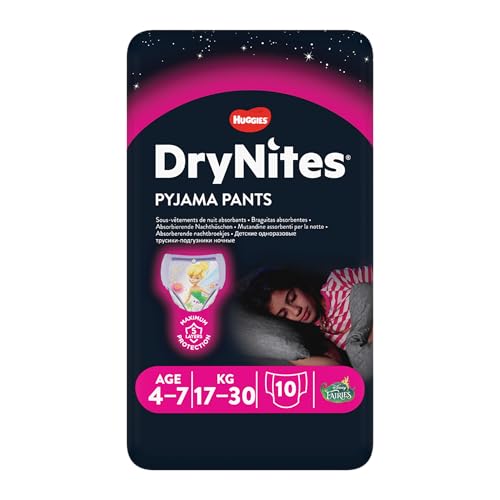 Huggies DryNites Mutandine Assorbenti per Bambini da 4 a 7 Anni - Confezione da 10 Pezzi