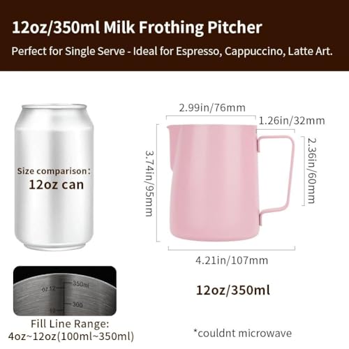 Image of watchget 12oz Milk Frothing Pitcher Stainless Steel Espresso Steaming Jug