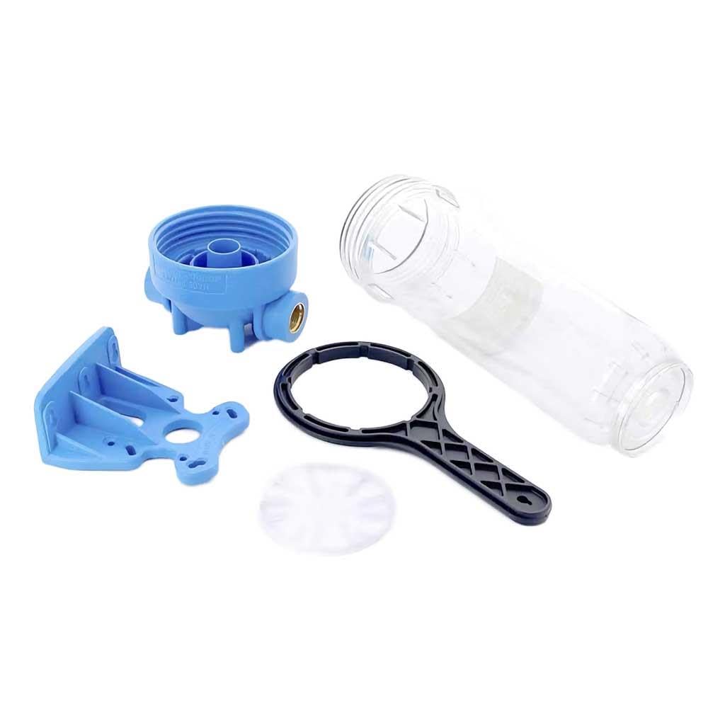 1 Stufe 10 Zoll Inline-Wasserfilter Gehäuse 2,5 cm Anschlüsse mit Wandhalterung und Schlüssel