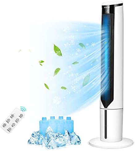 COSTWAY Portable Evaporative Air Cooler for Room, 41 Inches Cooler with Remote Control, 70° Oscillating Floor Swamp Cooler with 4 Ice Packs, 9H Timer Bladeless Air Cooler for Bedroom Room Home Office