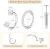 Aro de nariz de herradura de titanio, 20g 18g, aro de herradura con doble gema, con herramienta, para mujer y hombre, hipoalergénico, oro y plata, aro para cartílago, hélix, trago, perforación de nariz, joyería, 7mm 8mm 4