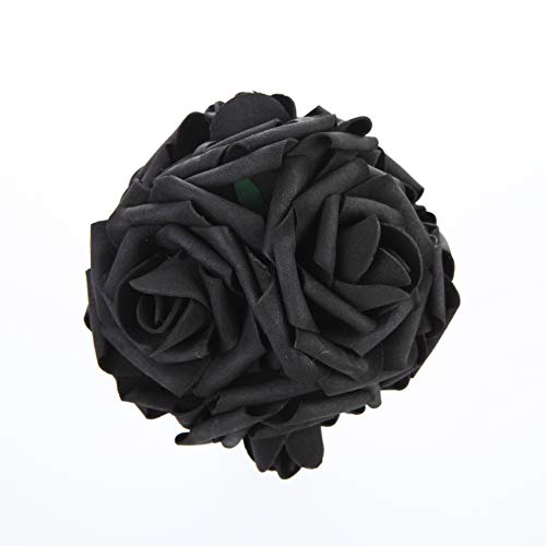 The Chair Cover Company Artificial Flowers Roses 50pcs Real Looking DIY Wedding Bouquets Centerpieces Arrangements Party Baby Shower Party Home Decorations (Black) - Image 4