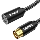 VANAUX MIDI Extension Cable Male to Female 5-Pin MIDI Cable Compatible with MIDI Keyboard, Keyboard Synth, Rack Synth, Sampler, External Sound Card, Sound Source and More-Black (10FT/3M)