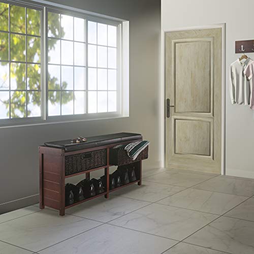 Winsome Wood Colin Cushion Bench With Baskets #TOP4