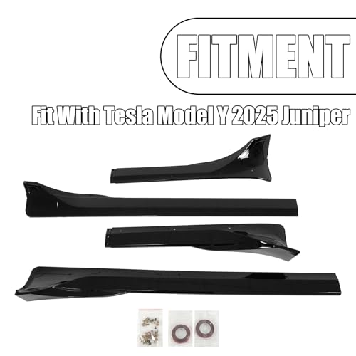 PFRREOR Side Skirt for Tesla Model Y Juniper 2025-2026 4PCS ABS Plastic Side Extension Splitter Rocker Panel (Glossy Black) by PFRREOR - Image 2