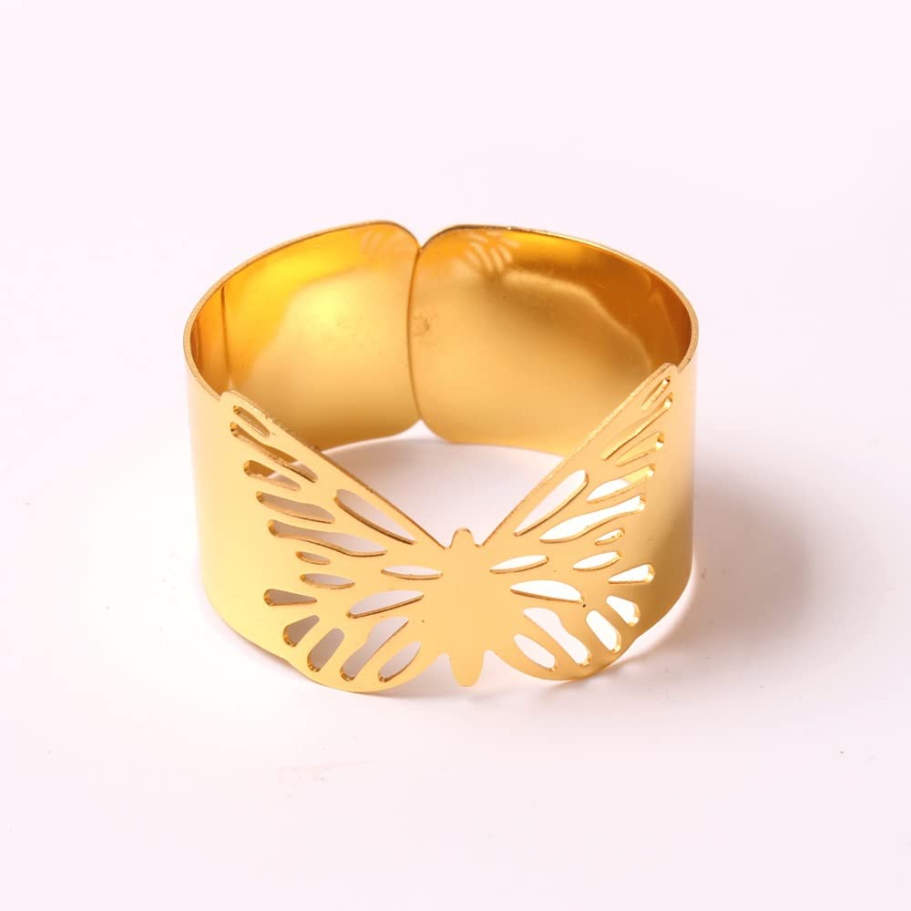 12 Stück Schmetterlingsblatt Serviettenring Mode Schmetterling Serviettenring Blatt Tier Serviettenschnalle (Gold Einheitsgröße)