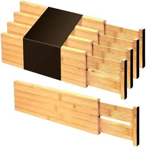 Utoplike Separador de cajones de bambú de 4 pulgadas de alto, org...