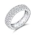 Bling Jewelry Semplice Anello per la Fede Nuziale 2 Row Pave Cubic Zirconia CZ Anniversary per Donne 925 Sterling Silver