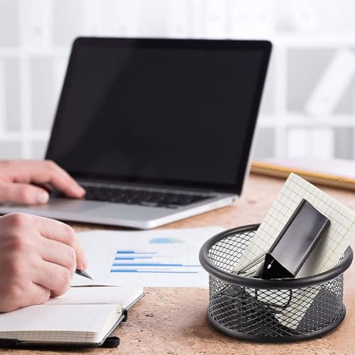 jojofuny 4 Stück Büroklammer Aufbewahrungseimer Schwarzer Lametta Schwarzer Behälter Metall Haarklammern Büroklammer-Spender Stift-Organizer Runder Büroklammer-Spender Zuhause