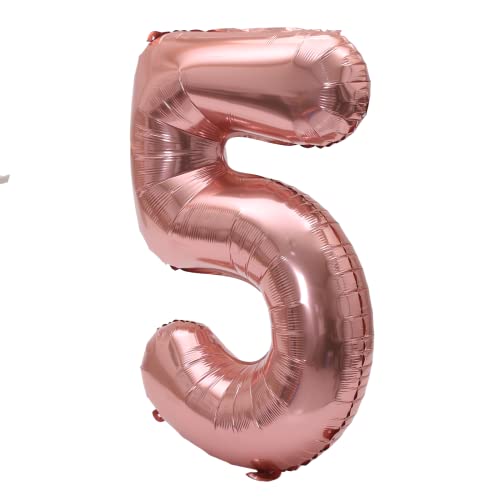 Image of YPSelected 32 Inch Large Foil Helium Number Balloon Birthday Wedding Party 0-9 (Rose Gold, 5)