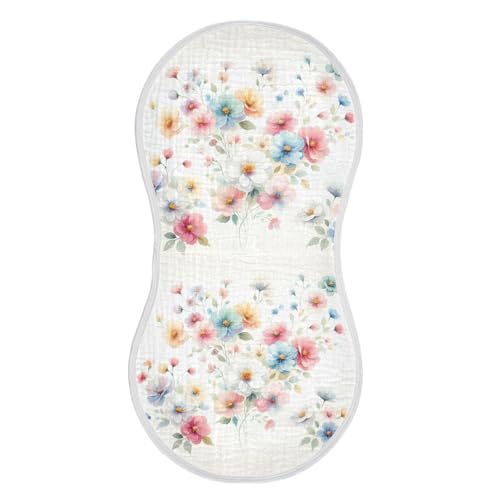 Muslin Burp Cloth for Baby 2PCS Watercolor Cute Flowers Super Absorbent Burping Cloths, Bibs for Newborn Boys Girls2