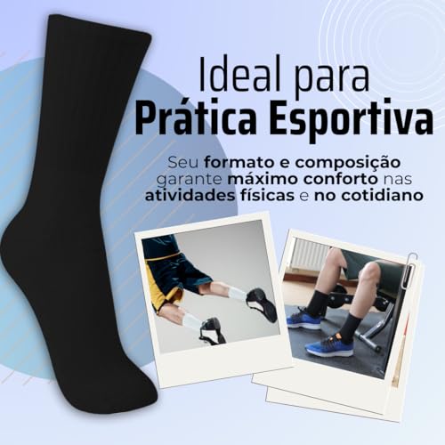 Kit 06 Pares de Meia Cano Longo Trifil Sola Atoalhada Algodão Masculino Adulto | 6 Pretas | 39-43