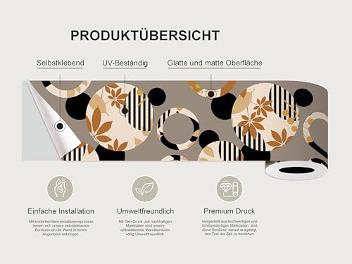 AG Design Selbstklebende Bordüre Kreise Blumen, AWB 8272 | Wasserfest Dekoration für Wände, Möbel, Tapeten, Wandverkleidungen und Türen, Folie, Mehrfarbig | Breite 500 cm x Höhe 13.8 cm