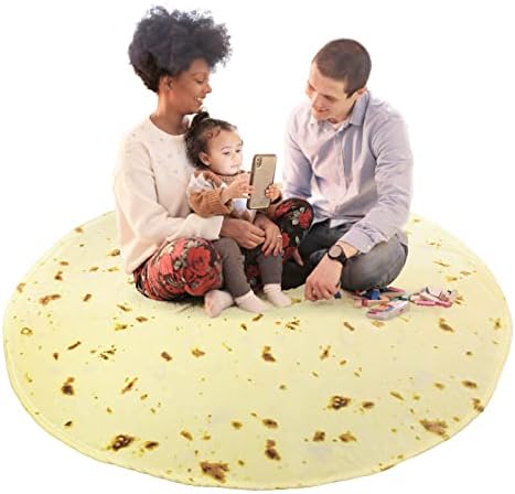 Bold And Brash Burrito Tortilla Blanket, Novelty Food Throw Blanket for Adults Kids, 300GSM Fluzzy Flannel Plush Blanket Double Sided for Bed Couch Travel Picnic Beach, 60 Inch