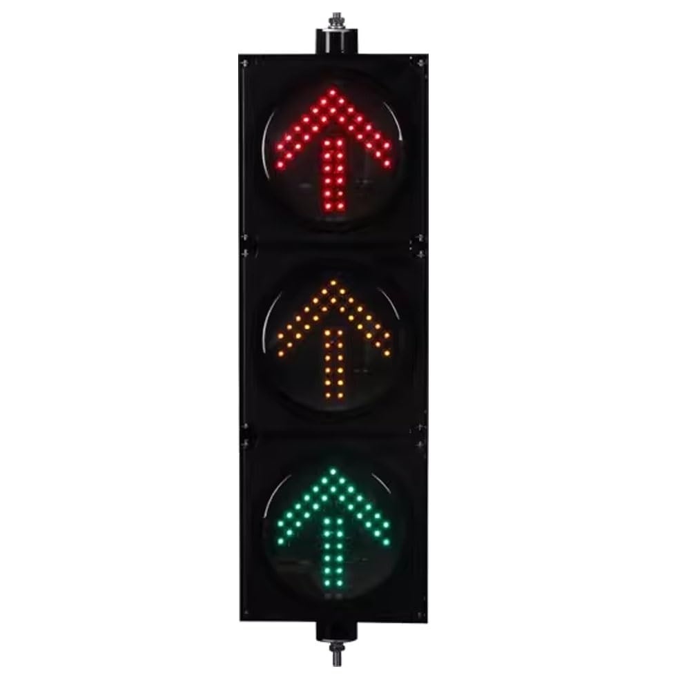 YushenFu 8Inch LED Traffic Signal Light With Arrow Type, Red/Green/Yellow 3 Color Signal Light, Vertical And Horizontal Installation, For Docks, Roads, Toll Booths(Size:12-24v)