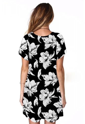 Image of Alaster Women's Casual Summer T Shirt Dress Loose Short Sleeve Tunic Dress with Pocket for Women