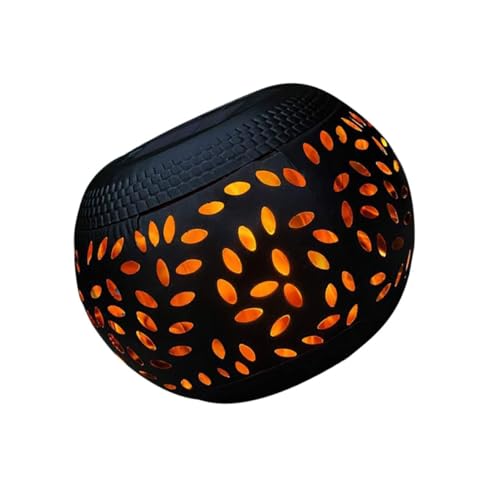 DIYEAH Lámpara Solar Exterior de Hierro con Diseño Hueco y Simulación de para Jardín Decoración de Paisaje Resistente y Creativa para Césped Balcón y Patio