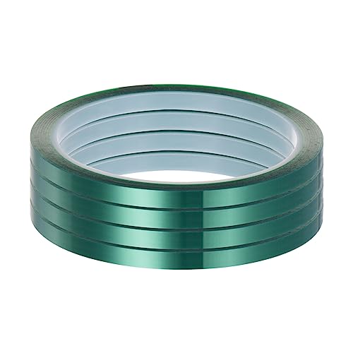 Image of HARFINGTON 4 Rolls Heat Tape High Temperature Heat Resistant Tape 6mmx33m(108ft) Sublimation Thermal Heat Transfer Tape for Sublimation Press No Residue, Green