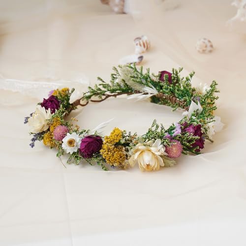 Corona de flores secas para boda y fiesta miniatura 4