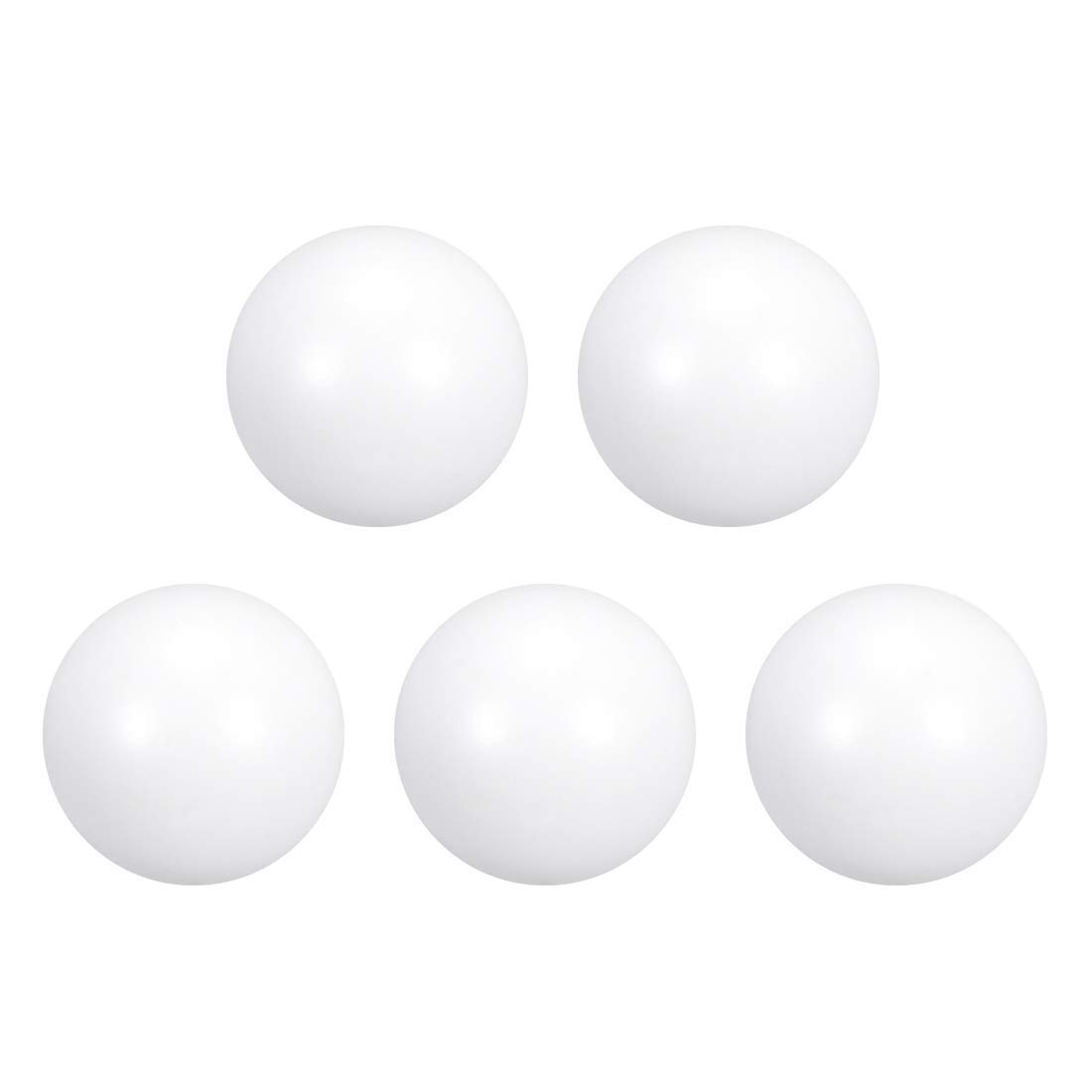 5-Pack PTFE Balls, 9mm Diameter, Ground Finish - White, High Temp Resistant For Chemical & Industrial Use