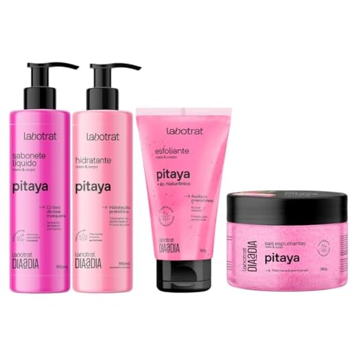Kit Banho Premium Labotrat Pitaya Completo 4 Produtos C/ Sais Corpo E Rosto Cheiro De Fruta
