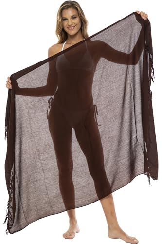 Back From Bali Womens Sarong Wrap Swimsuit Cover Up Solid Beach Pareo Bathing Suit Skirt Coconut Tie Clip3