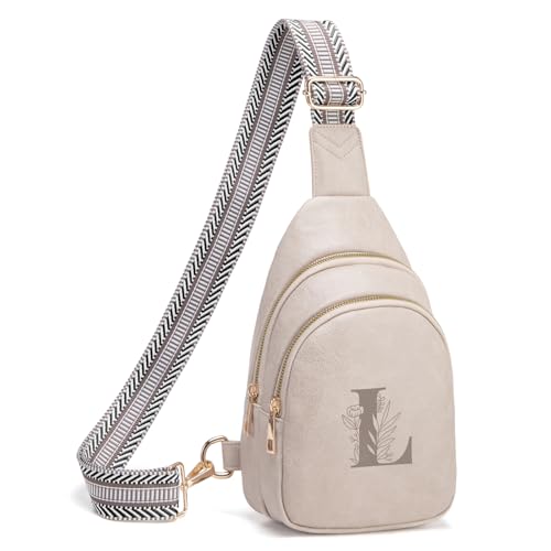 Viverte Crossbody Bags for Women Initial Sling Bag Cross Body Fanny Packs Personalized Gifts for Mom Women Wife (Cloud Gray-L)