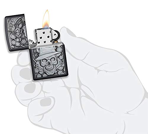 Zippo Encendedor de Bolsillo Calavera Negro Mate miniatura 5
