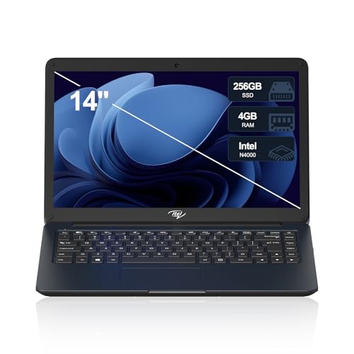 LETSUNG 14" Itel Laptop Computer, Celeron N4000 (Dual-Core) | 4GB RAM | 256GB SSD | Ultra Slim Design | HDMI & USB 3.2 | 2.4G/5G WiFi | Webcam | for Study Business